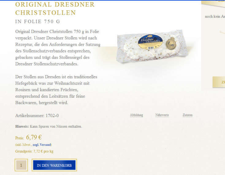 Original Dresden Christmas stollen