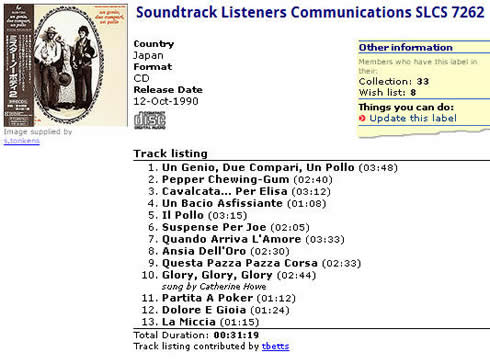 Soundtrack Listeners Communications SLCS 7262  