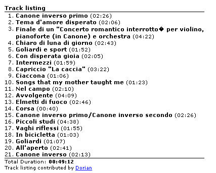 dell'ignoto / Canone inverso (Ricky Tognazzi) / 