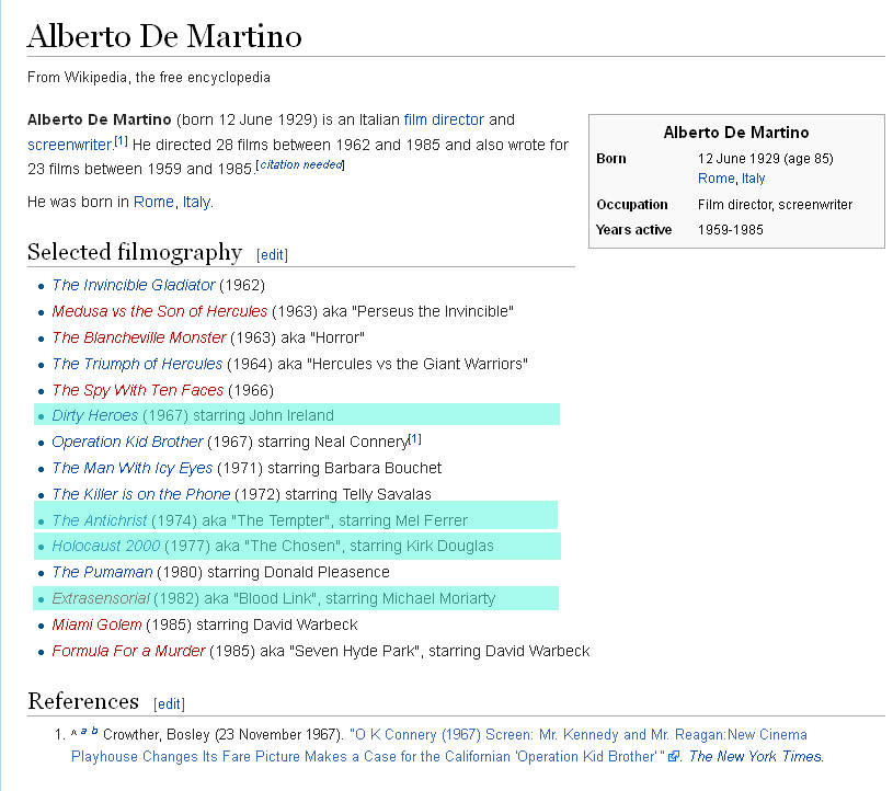 The director Alberto De Martino