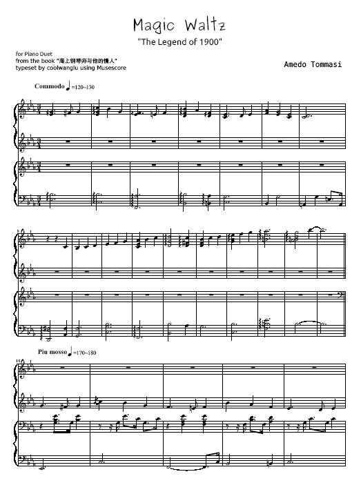 The "Magic Waltz" sheet music with PDF format made by Wanglu from the four hands sheet music 