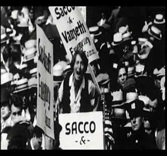 Protecting wave for Sacco and Vanzetti trial 1n 1920s in the world