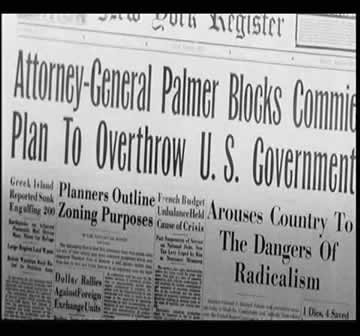 The title: "Attorney General Palmer Blocks Commie Plan To Overthrow U.S. Government"