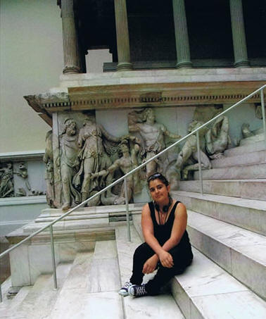 Fabiola visit to a Berlin's historical museum in front of the Pergamon Temple (Greek approx. 3000 years old) in May 2008 (14 years old). 