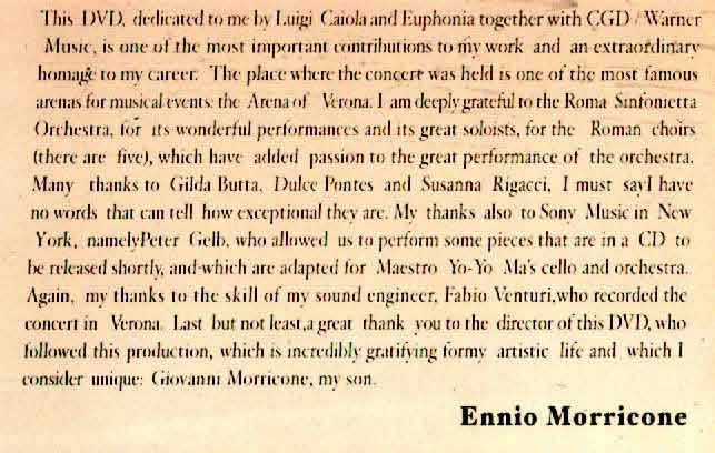 "Ennio Morricone Arena Concerto" (DVD)