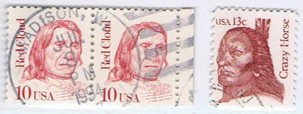 The stamps famous Indian chiefs - Red Cloud - Crazy Horse