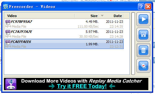 Freecorder Video History,