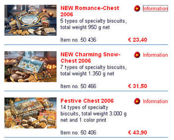 German network price (Schmidt shop) of some Lebkuchen cookies (Without mailed fee