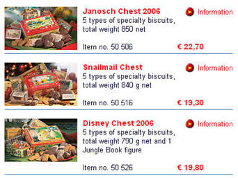 German network price (Schmidt shop) of some Lebkuchen cookies (Without mailed fee