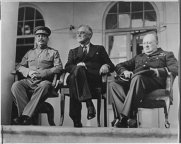 Stalin,Churchill, and Roosevelt at the Tehran conference in 1943.