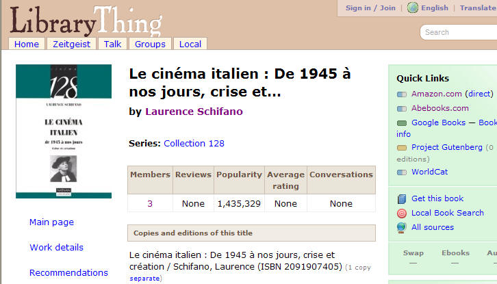 Le cinema italien: De 1945 a nos jours,crise  et...