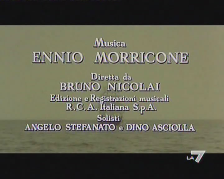 It is shown that the film was composed by Ennio Morricone (00:01:12)